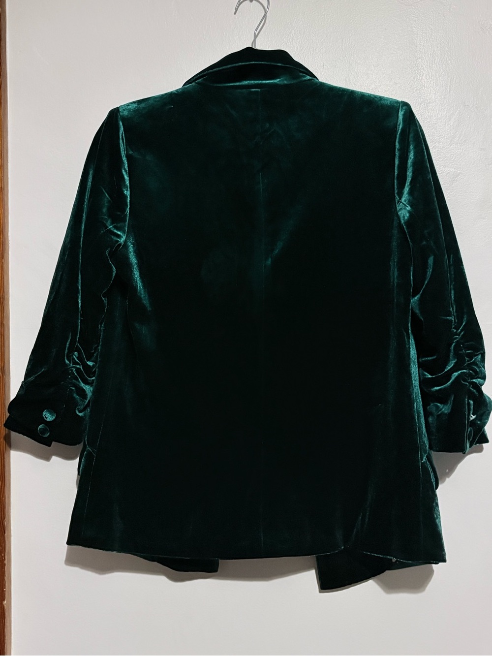 Under Blue Skies Dark Green Velvet Blazer with Floral Lining - Women - Picture 2 of 7